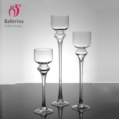 Wholesale clear tall glass candle holder crystal candle holder for wedding decoration