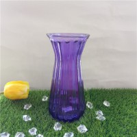 10*22cm tall violet vertical grain heavy tabletop modern wedding glass vase flower