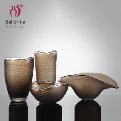 High quality wholesale flat flower vase cheap price color glass vase for home decoration