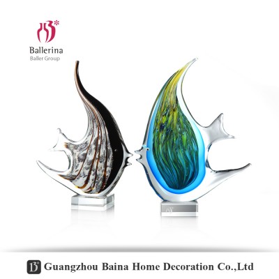 Wholesale Hand Blown Animal Sculpture Modern Design Glass Fish Collection Home Decoration