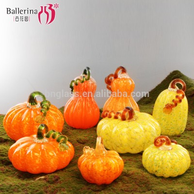 Halloween Ornament Wholesale Blown Glass Vases Yellow And Orange Pumpkin Decorative Modern Vases