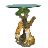 Polyresin artificial vividly  Leopard Coffee Table for garden decoration