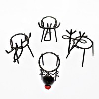 New Product Wholesale Metal Wire Rudolf the Red Nose Reindeer Tealight Candle Holder for Christmas Decoration Novelty Gifts